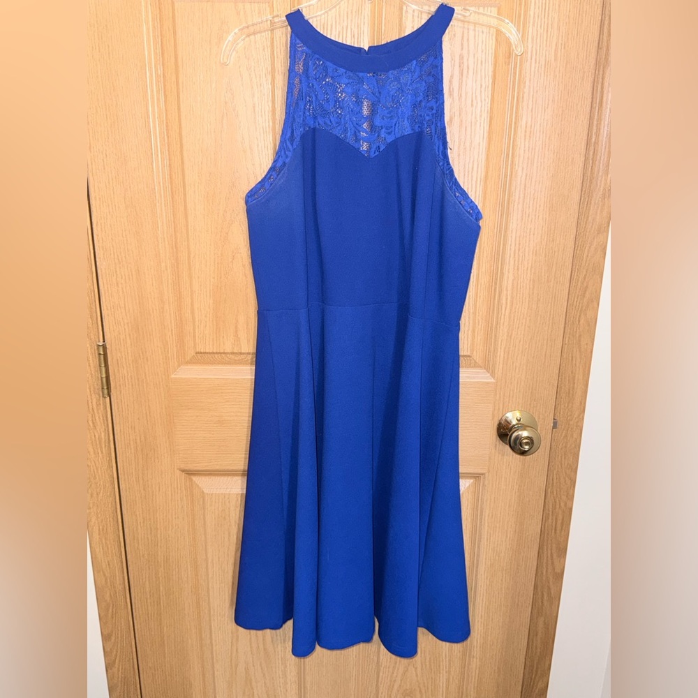 Royal Blue Halter Lace Dress